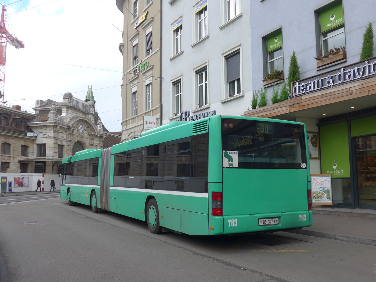 (201'506) - BVB Basel - Nr. 763/BS 3263 - MAN am 11. Februar 2019 beim Bahnhof Basel