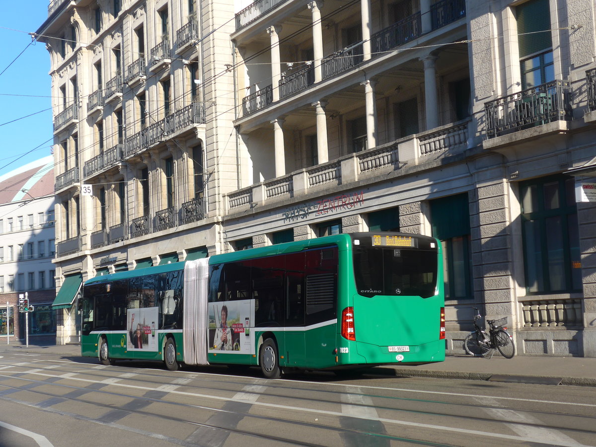 (201'566) - BVB Basel - Nr. 7023/BS 99'323 - Mercedes am 16. Februar 2019 beim Bahnhof Basel