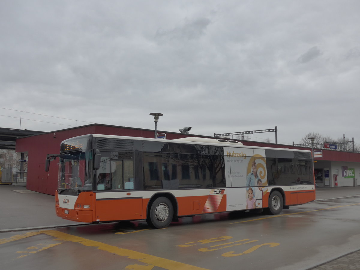 (201'967) - AOT Amriswil - Nr. 10/TG 692 - Neoplan am 4. Mrz 2019 beim Bahnhof Amriswil