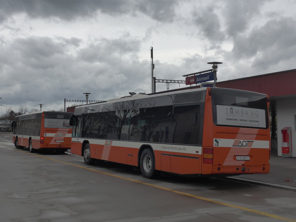 (201'979) - AOT Amriswil - Nr. 7/TG 691 - Neoplan (ex Vorfhrfahrzeug) am 4. Mrz 2019 beim Bahnhof Amriswil