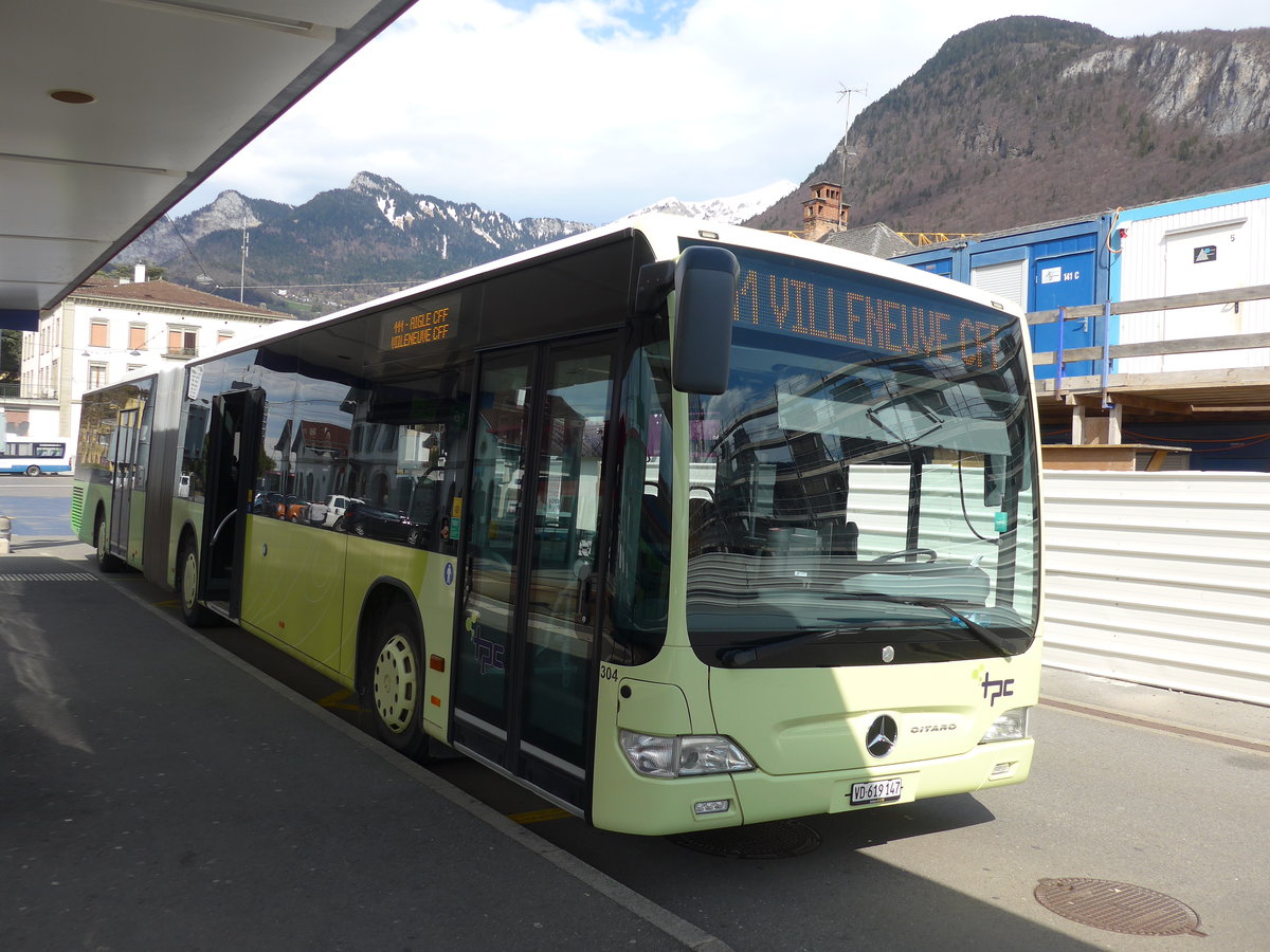 (202'445) - TPC Aigle - Nr. 304/VD 619'147 - Mercedes (ex Hrmann&Shne, D-Hamburg) am 17. Mrz 2019 beim Bahnhof Aigle