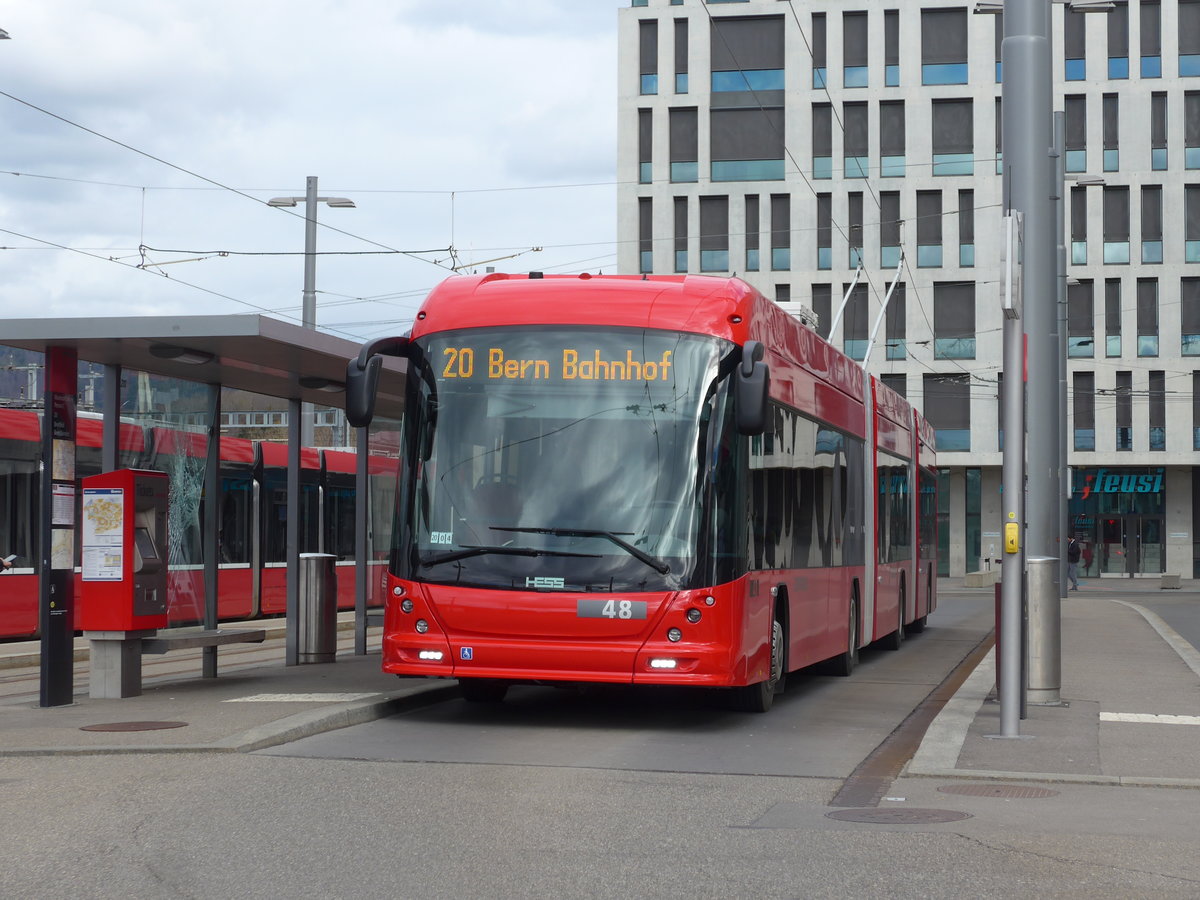 (202'511) - Bernmobil, Bern - Nr. 48 - Hess/Hess Doppelgelenktrolleybus am 18. Mrz 2019 in Bern, Wankdorf