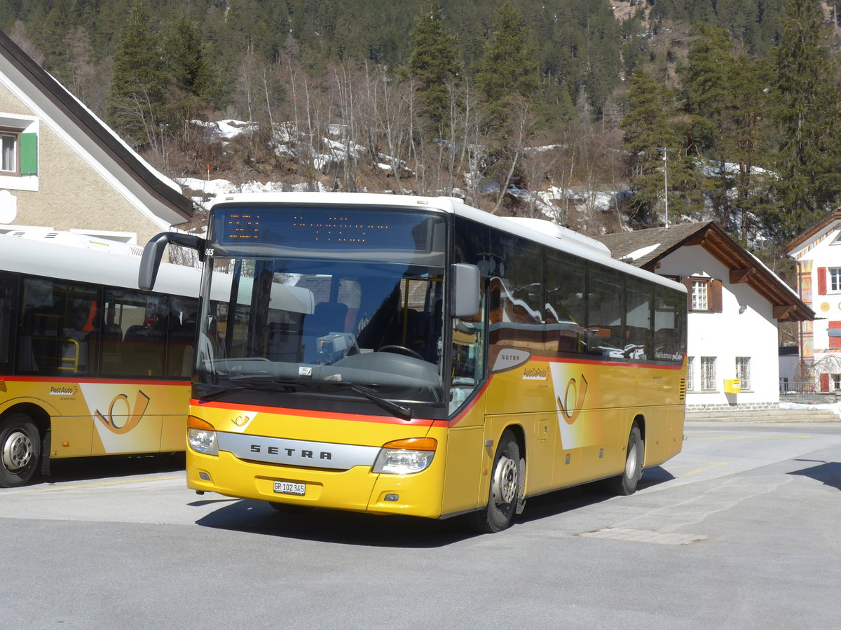 (202'625) - PostAuto Graubnden - GR 102'345 - Setra (ex Riederer, St. Margrethenberg) am 20. Mrz 2019 in Martina, Cunfin