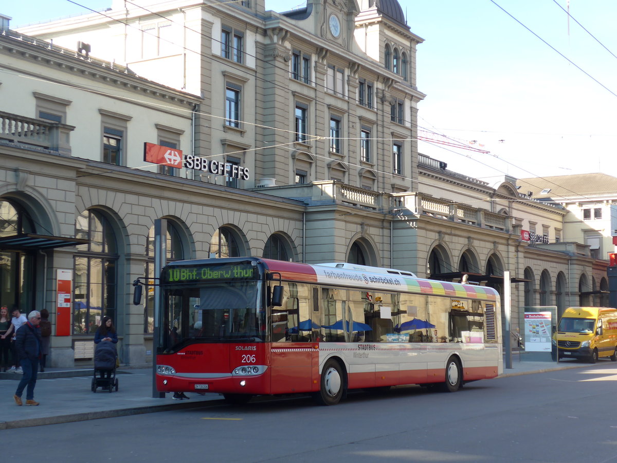 (202'779) - SW Winterthur - Nr. 206/ZH 730'206 - Solaris am 21. Mrz 2019 beim Hauptbahnhof Winterthur