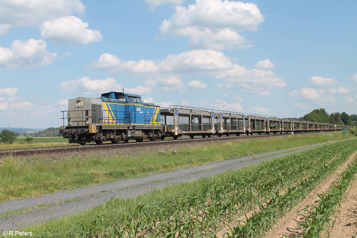 203 103 mit leeren Autotransportzug von regensburg nach Cheb bei Oberteich. 18.06.19