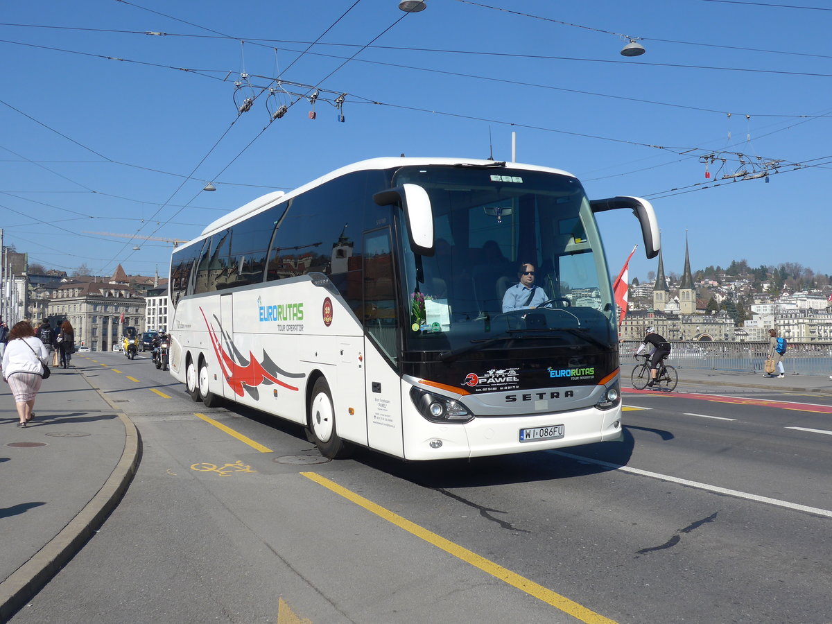 (203'034) - Aus Polen: Pawel, Gdansk - WI 086FU - Setra am 23. Mrz 2019 in Luzern, Bahnhofbrcke