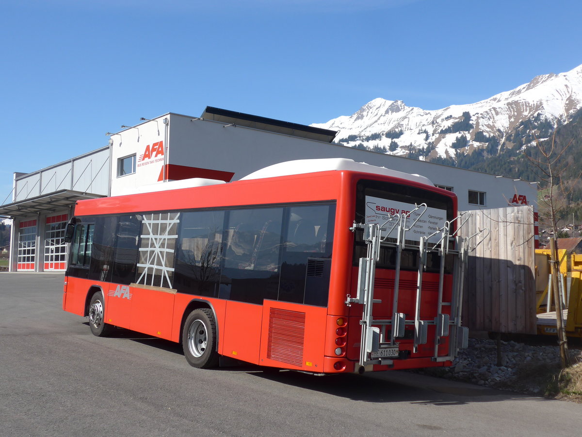 (203'431) - AFA Adelboden - Nr. 56/BE 611'030 - Scania/Hess am 31. Mrz 2019 in Frutigen, Garage