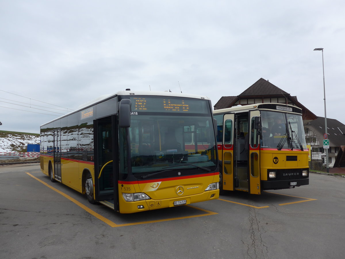 (203'477) - PostAuto Bern - Nr. 535/BE 734'535 - Mercedes am 7. April 2019 beim Bahnhof Biglen