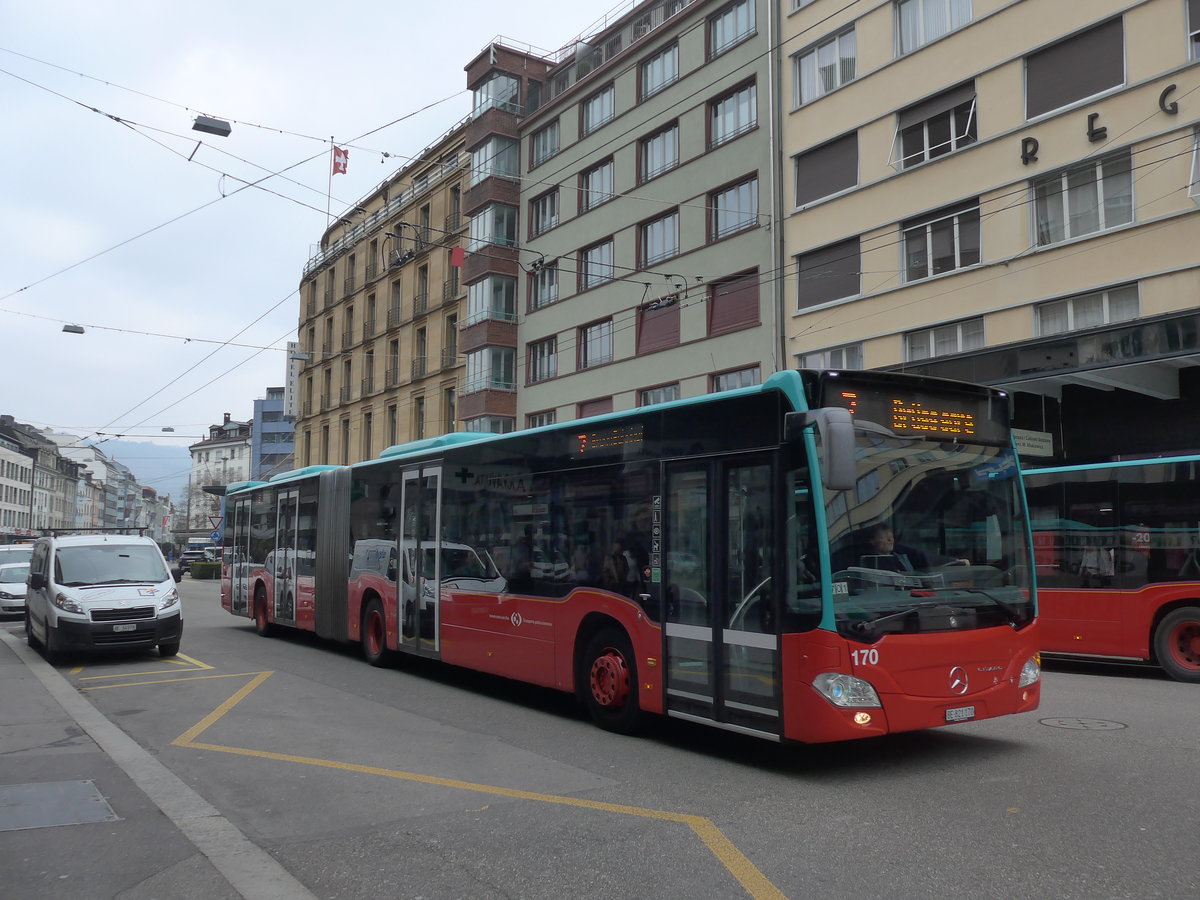 (203'709) - VB Biel - Nr. 170/BE 821'170 - Mercedes am 15. April 2019 beim Bahnhof Biel