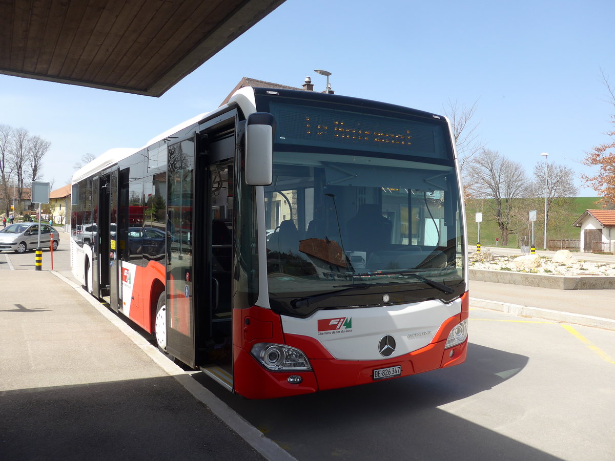 (203'897) - CJ Tramelan - Nr. 127/BE 826'347 - Mercedes am 22. April 2019 beim Bahnhof Reussilles