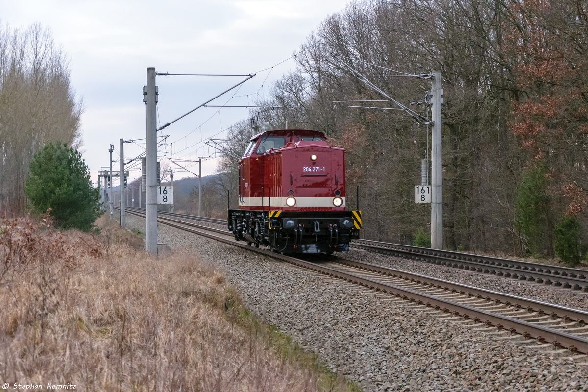 204 271-1 (203 226-6) [Unt|LS X|11.02.16] MTEG - Muldental Eisenbahnverkehrsgesellschaft mbH kam solo durch Nennhausen und fuhr weiter in Richtung Wustermark. 12.02.2016