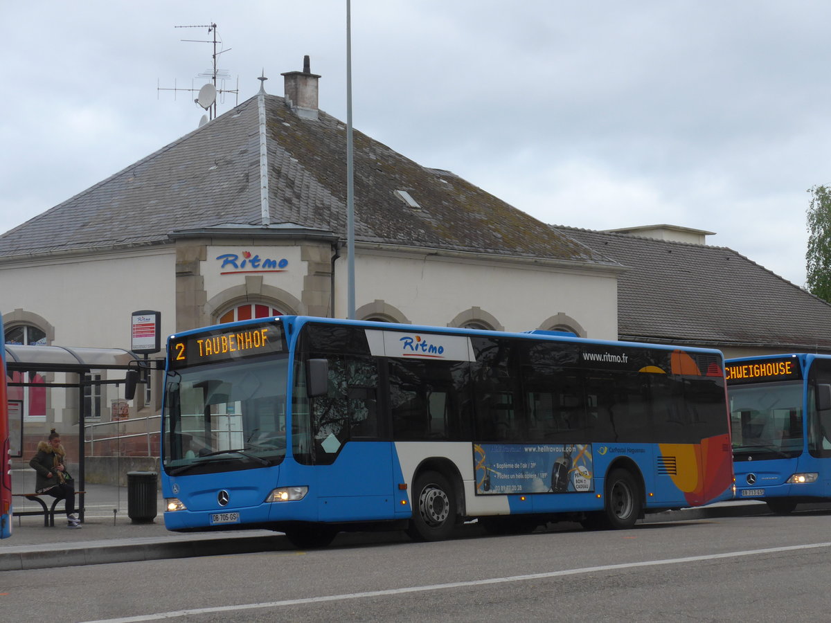 (204'146) - CarPostal, Haguenau - Nr. 119/DB 705 GS - Mercedes am 27. April 2019 beim Bahnhof Haguenau