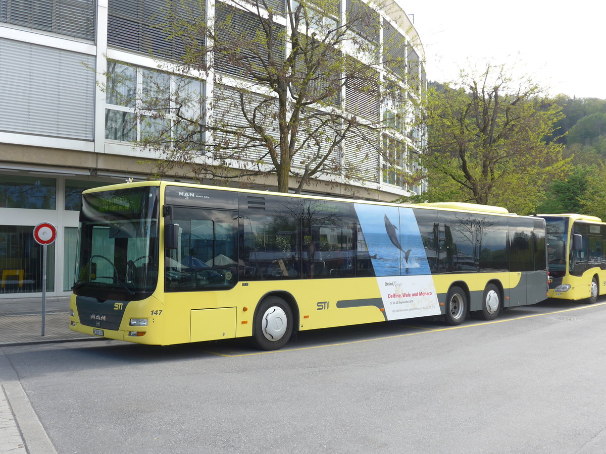 (204'557) - STI Thun - Nr. 147/BE 801'147 - MAN am 29. April 2019 bei der Schifflndte Thun