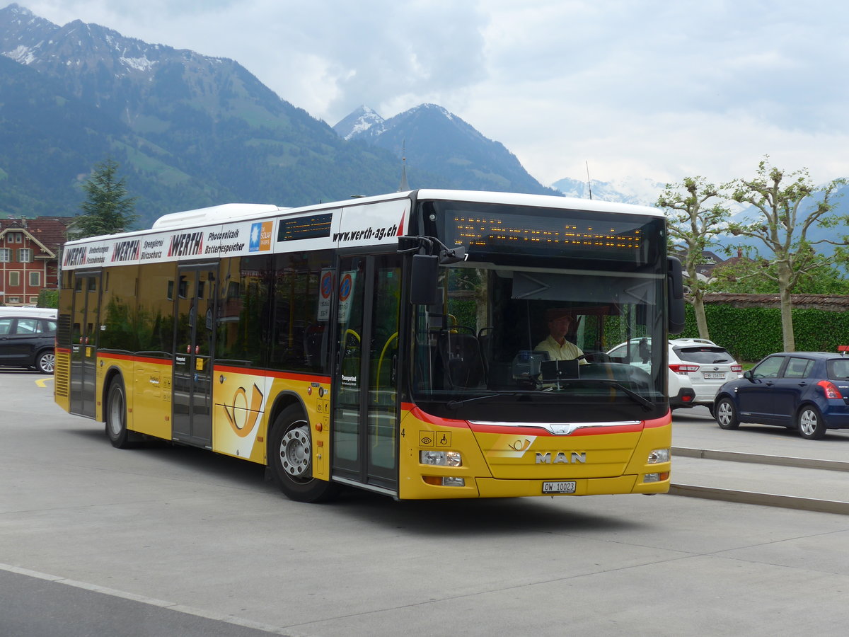 (205'565) - PostAuto Zentralschweiz - Nr. 4/OW 10'023 - MAN (ex Dillier, Sarnen Nr. 4) am 27. Mai 2019 beim Bahnhof Sarnen