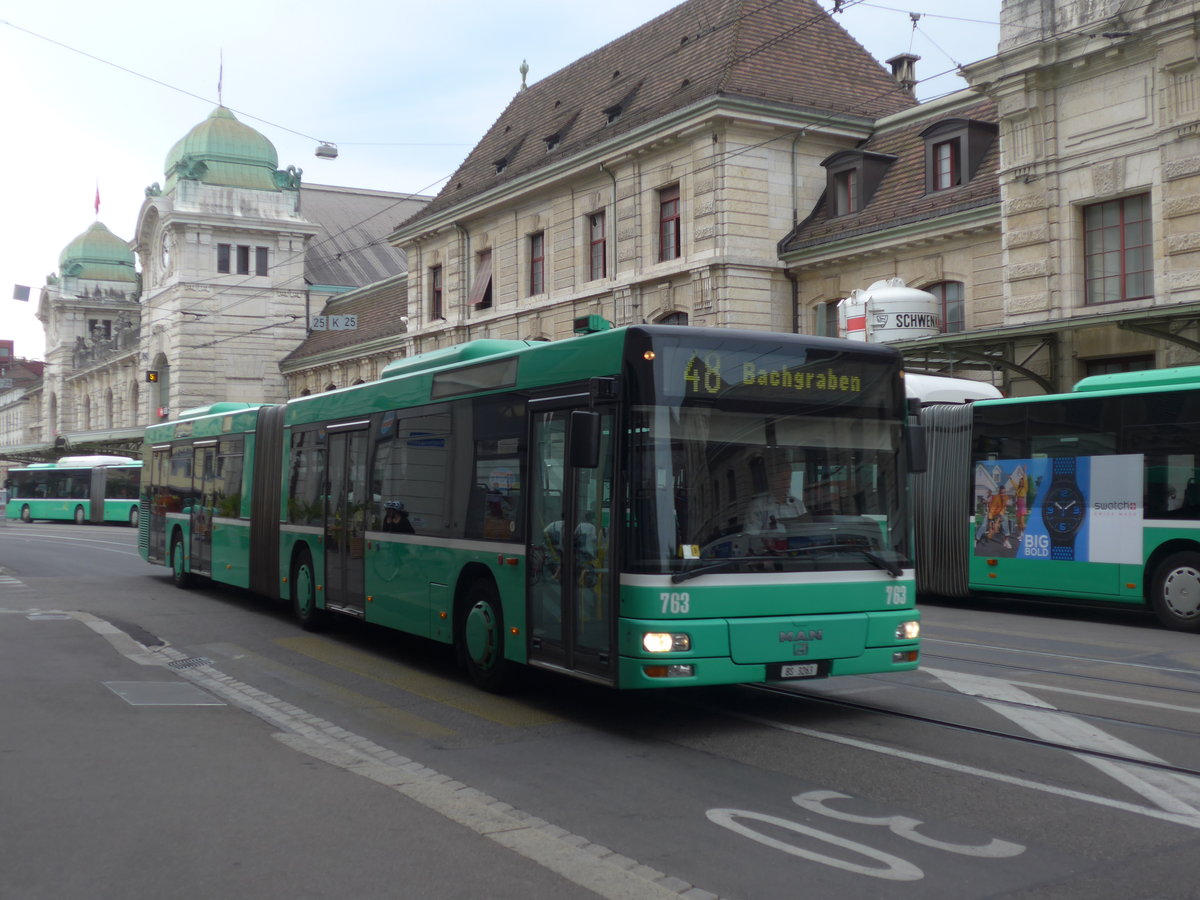 (207'423) - BVB Basel - Nr. 763/BS 3263 - MAN am 6. Juli 2019 beim Bahnhof Basel