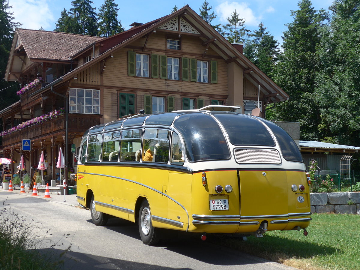 (207'498) - Zimmerli J., Oftringen - AG 57'298 - Berna/Tscher (ex Stutz, Oberlunkhofen; ex Leu, Schongau; ex Wicki, Bremgarten; ex P 22'054; ex P 20'704) am 7. Juli 2019 in Waldhusern, Kurhaus