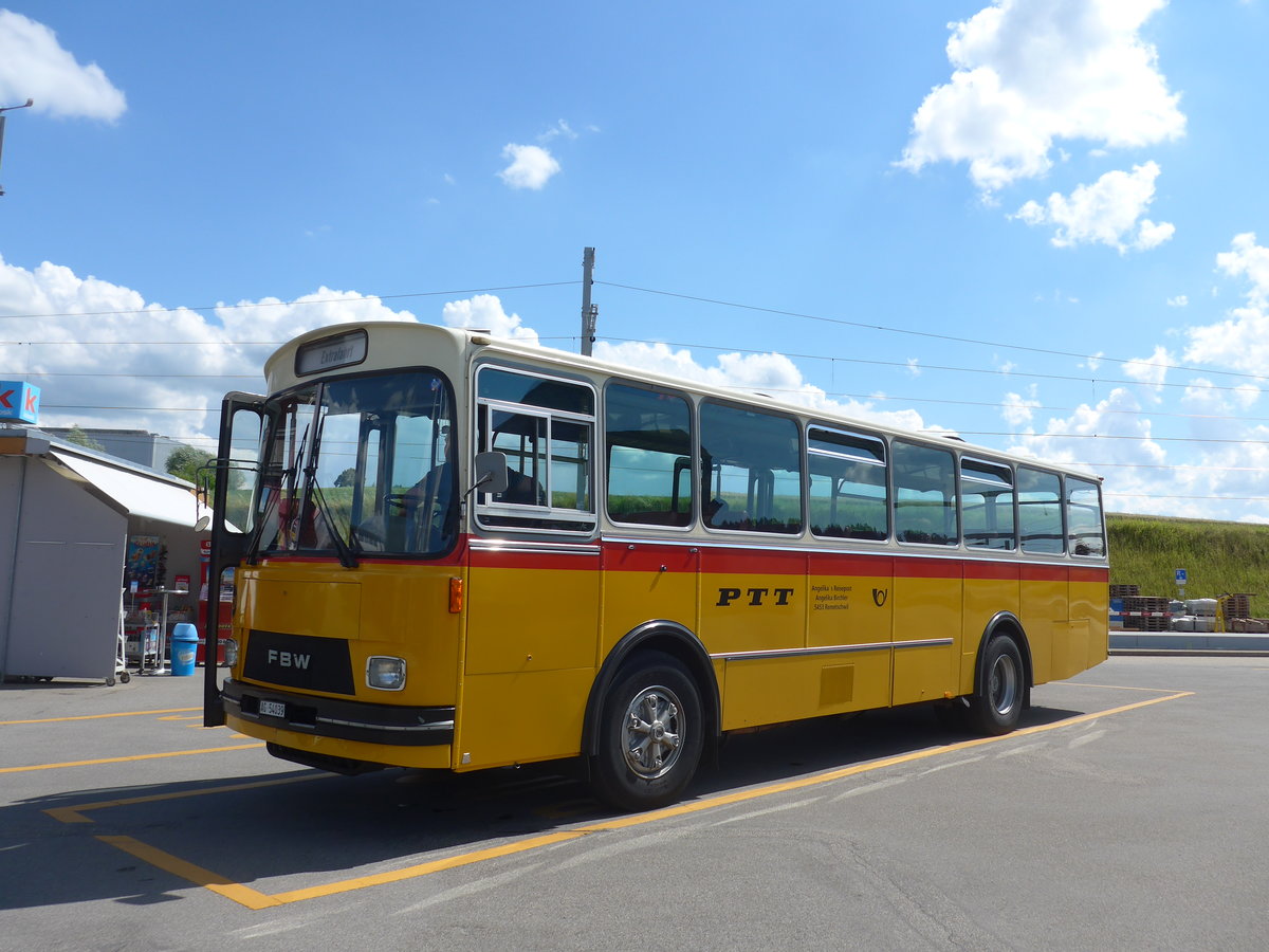 (207'528) - Birchler, Remetschwil - AG 54'039 - FBW/Tscher (ex Gerber, Winkel; ex Eggenberger, Mriken; ex Tanner, Bubendorf; ex P 24'803) am 7. Juli 2019 beim Bahnhof Biglen