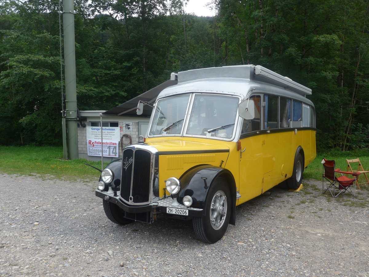 (208'846) - Langenegger A., Wdenswil - ZH 20'206 - Saurer/Krapf (ex Tscharner, Thusis) am 17. August 2019 in Atzmnnig, Schutt