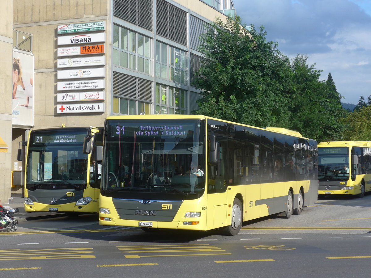 (209'373) - STI Thun - Nr. 600/BE 849'600 - MAN am 7. September 2019 beim Bahnhof Thun