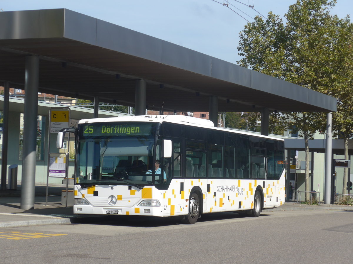 (209'585) - SB Schaffhausen - Nr. 27/SH 54'327 - Mercedes (ex Nr. 12) am 14. September 2019 beim Bahnhof Schaffhausen