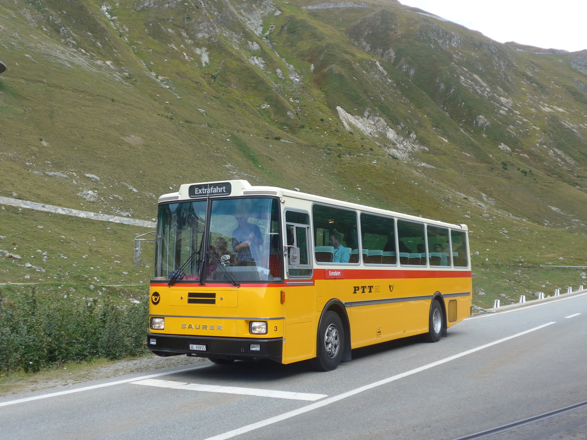 (209'785) - Kolb, Grasswil - Nr. 3/BE 93'915 - Saurer/R&J (ex Schmocker, Stechelberg Nr. 3; ex Schmocker, Stechelberg Nr. 1; ex Gertsch, Stechelberg Nr. 1) am 22. September 2019 bei Oberwald