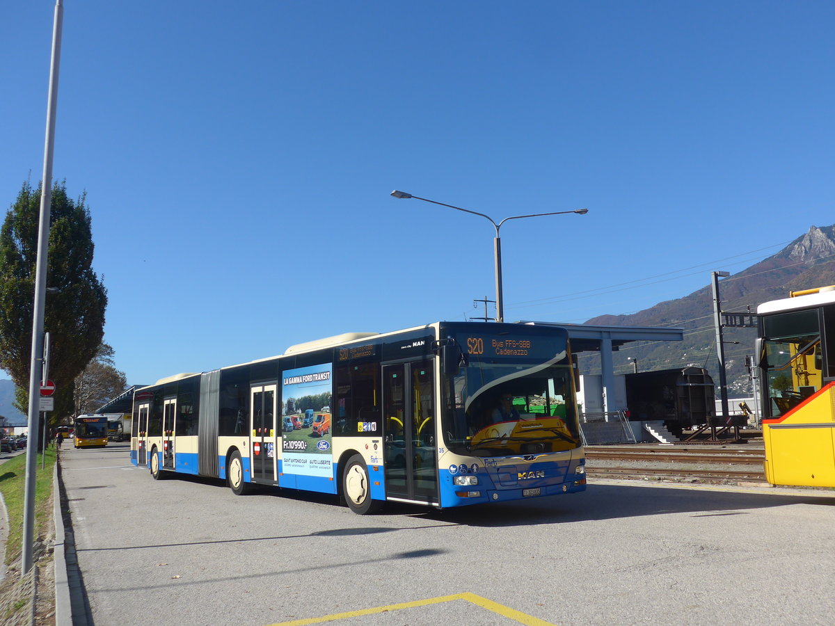 (210'592) - FART Locarno - Nr. 35/TI 323'835 - MAN am 26. Oktober 2019 beim Bahnhof Cadenazzo