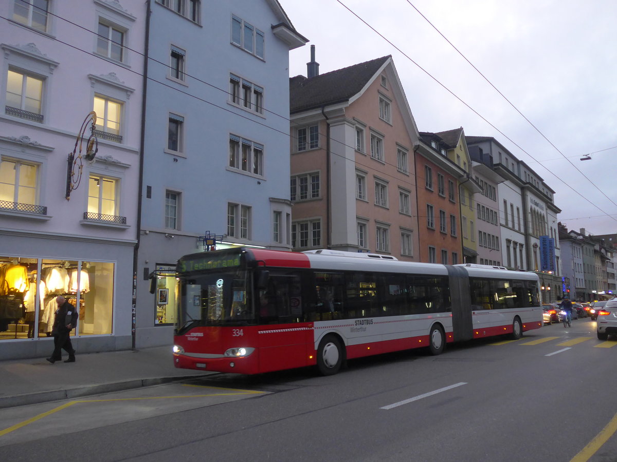 (212'670) - SW Winterthur - Nr. 334/ZH 730'334 - Solaris am 7. Dezember 2019 in Winterthur, Schmidgasse