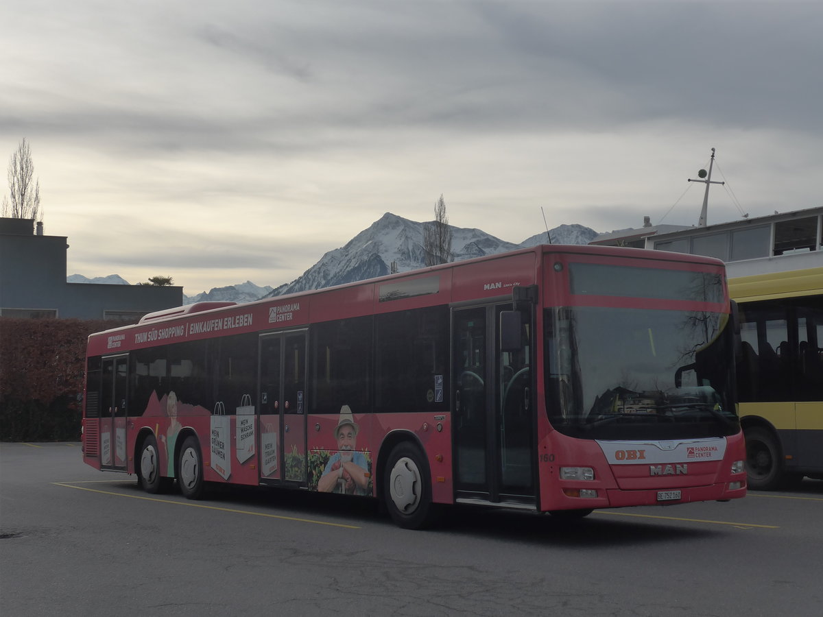 (213'010) - STI Thun - Nr. 160/BE 752'160 - MAN am 16. Dezember 2019 bei der Schifflndte Thun