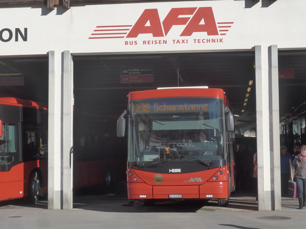 (213'116) - AFA Adelboden - Nr. 55/BE 611'055 - Scania/Hess am 25. Dezember 2019 in Adelboden, Busstation