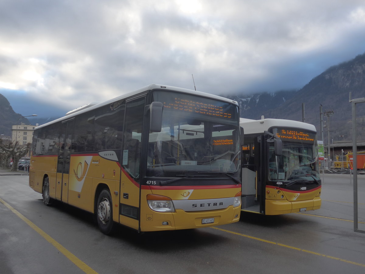 (213'395) - PostAuto Bern - BE 401'465 - Setra (ex AVG Meiringen Nr. 65) am 5. Januar 2020 in Meiringen, Postautostation