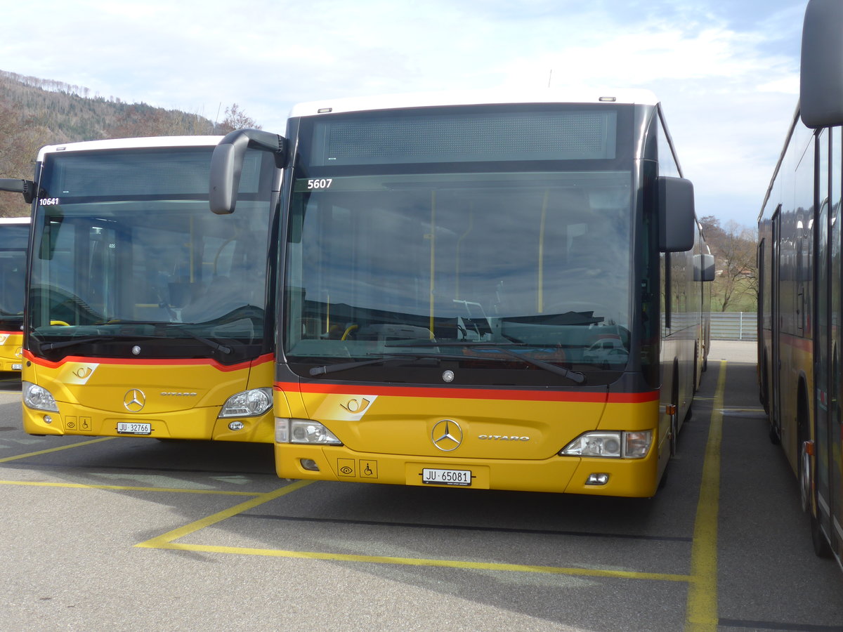 (214'273) - CarPostal Ouest - JU 65'081 - Mercedes (ex Nr. 14) am 16. Februar 2020 in Develier, Parkplatz