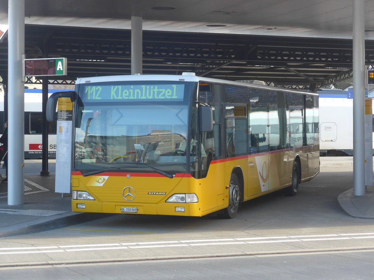 (214'323) - PostAuto Nordschweiz - BL 158'969 - Mercedes am 16. Februar 2020 beim Bahnhof Laufen