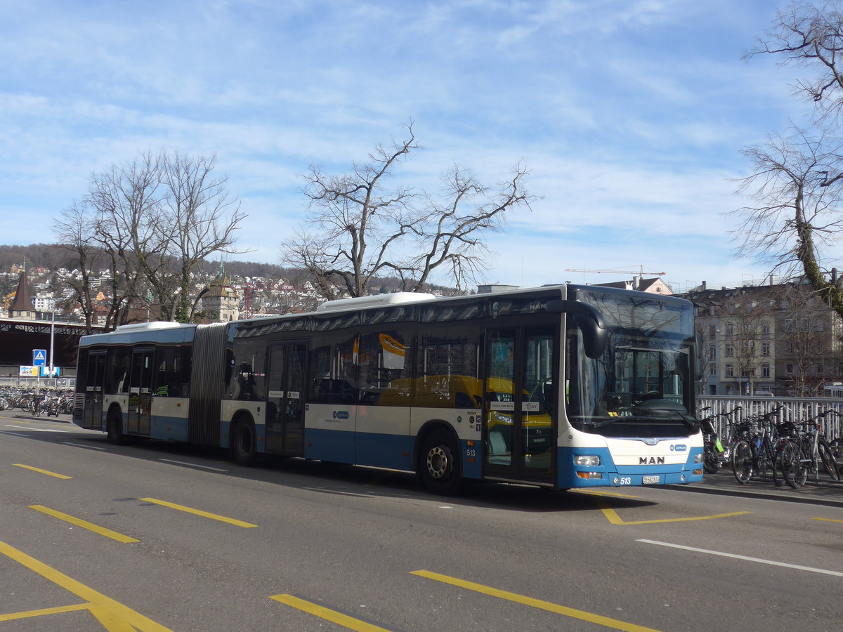 (214'663) - VBZ Zrich - Nr. 513/ZH 682'513 - MAN am 20. Februar 2020 in Zrich, Sihlpost