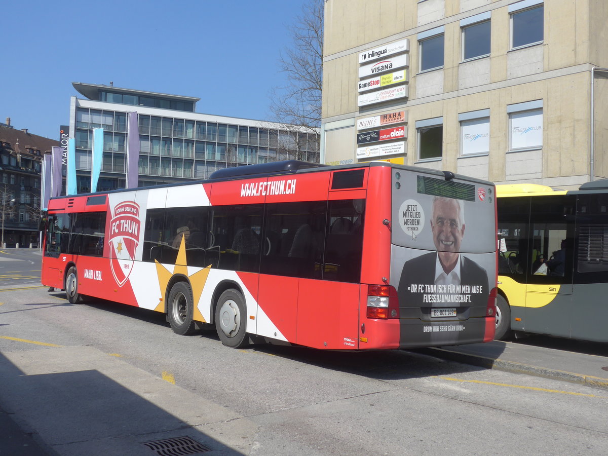 (215'793) - STI Thun - Nr. 149/BE 801'149 - MAN am 2. April 2020 beim Bahnhof Thun