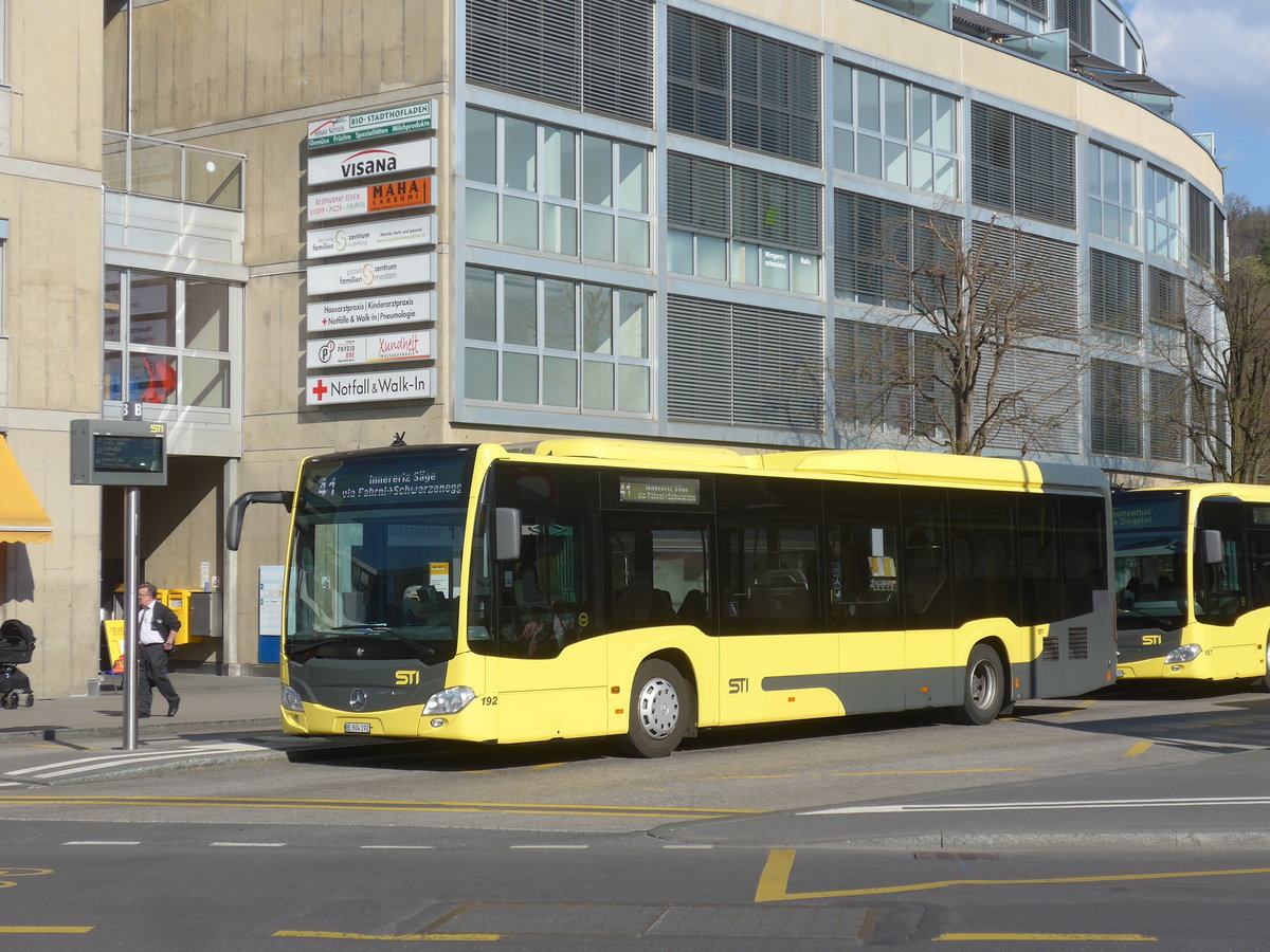 (215'985) - STI Thun - Nr. 192/BE 804'192 - Mercedes am 10. April 2020 beim Bahnhof Thun