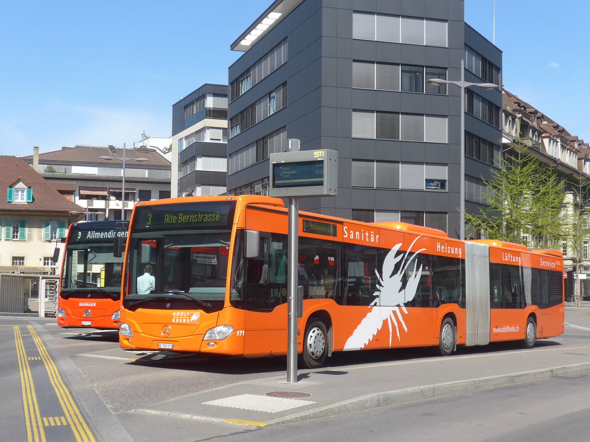 (216'158) - STI Thun - Nr. 171/BE 752'171 - Mercedes am 17. April 2020 beim Bahnhof Thun