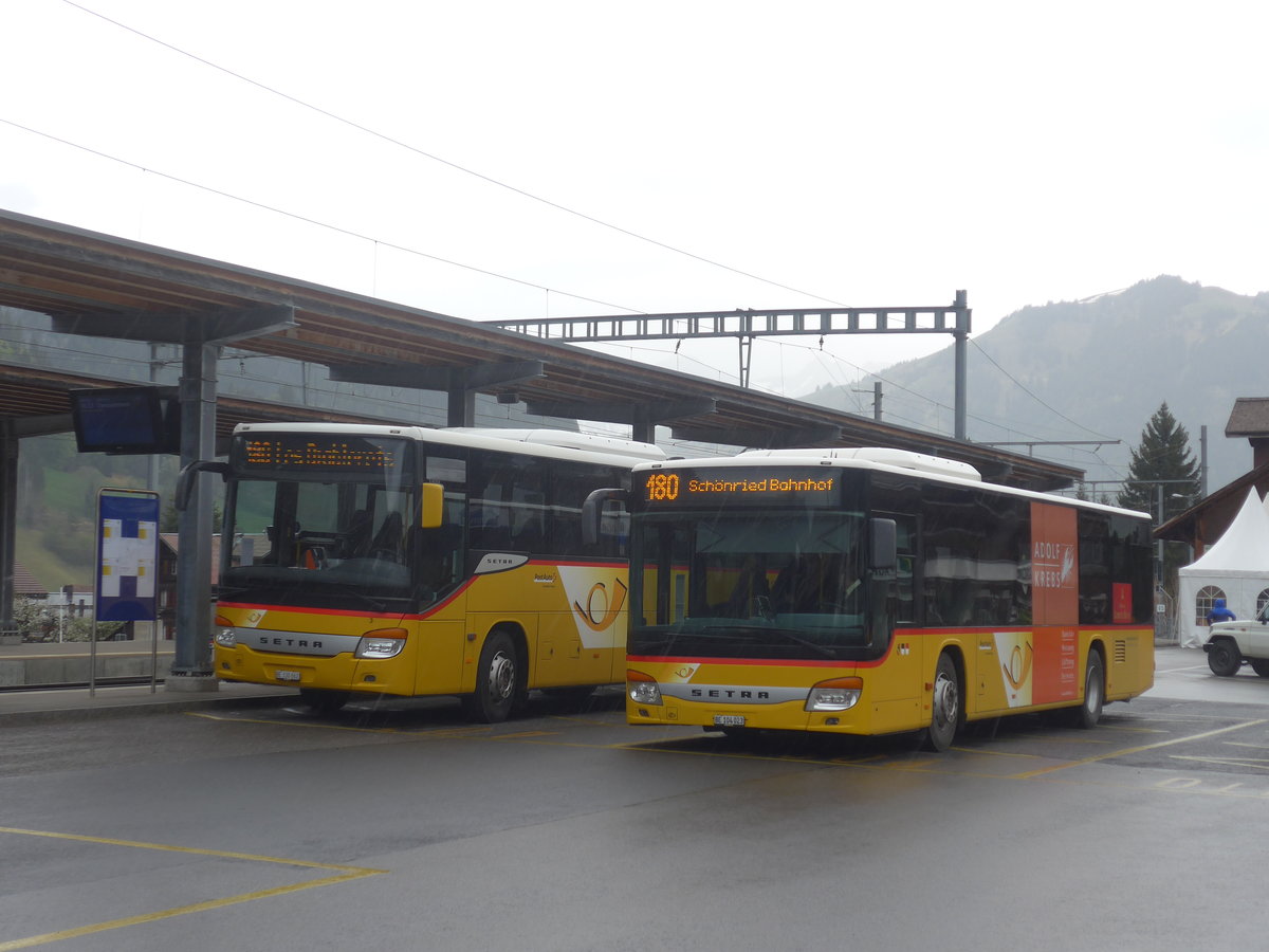 (216'515) - Kbli, Gstaad - BE 104'023 - Setra (ex Nr. 1) am 26. April 2020 beim Bahnhof Gstaad