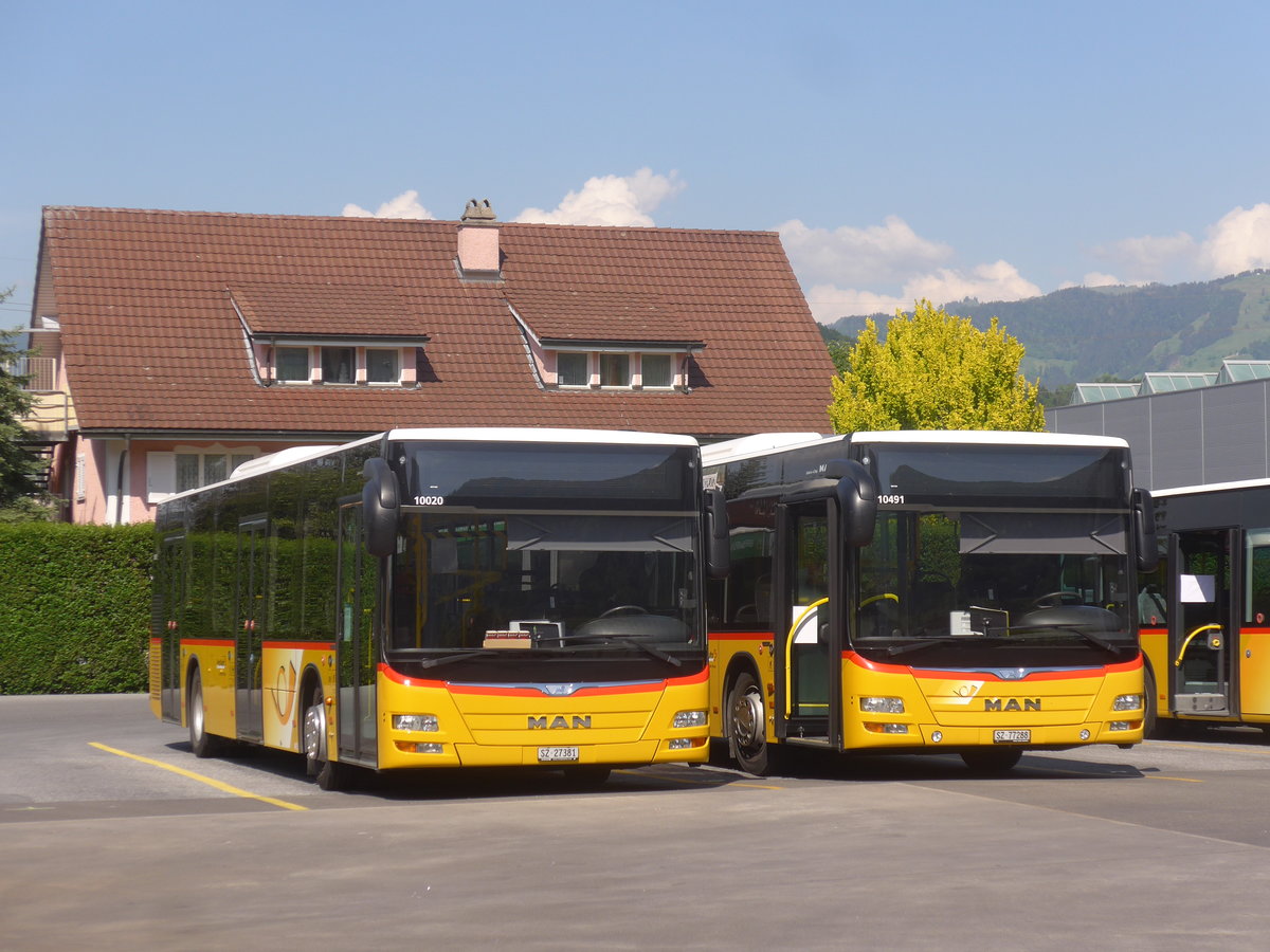 (216'873) - PostAuto Ostschweiz - SZ 27'381 - MAN (ex Kistler, Reichenburg) am 9. Mai 2020 in Reichenburg, Garage