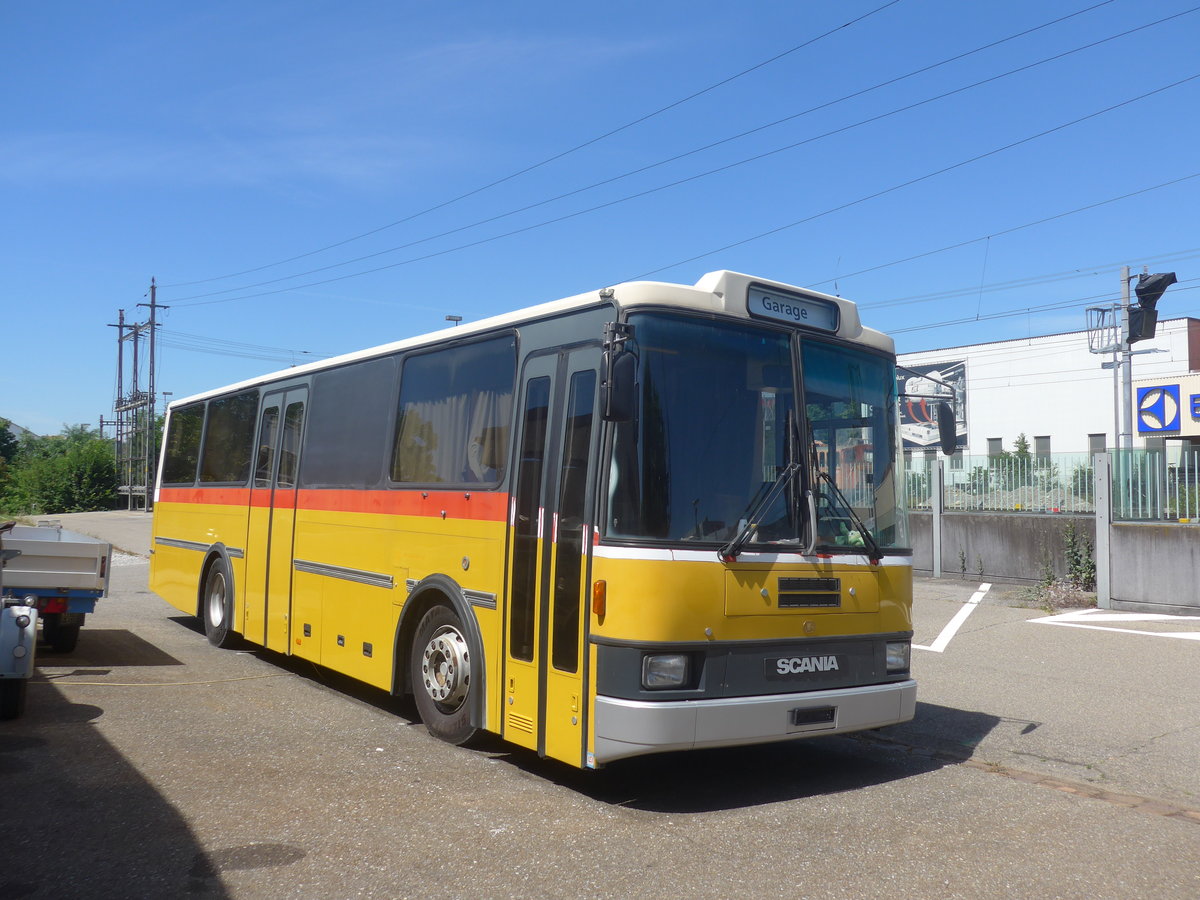 (218'836) - Schneller, Mgenwil - Scania/Lauber (ex Dubuis, Savise) am 19. Juli 2020 beim Bahnhof Mgenwil