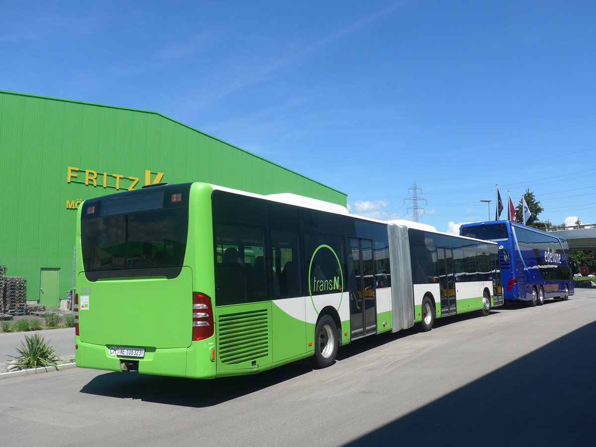 (218'988) - transN, La Chaux-de-Fonds - Nr. 323/NE 106'323 - Mercedes am 25. Juli 2020 in Kerzers, Interbus