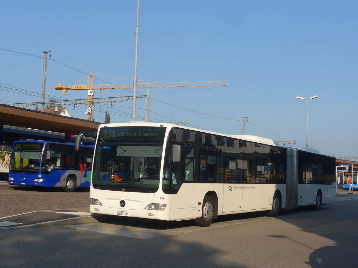 (220'570) - VZO Grningen - Nr. 119/ZH 745'119 - Mercedes am 12. September 2020 beim Bahnhof Wetzikon