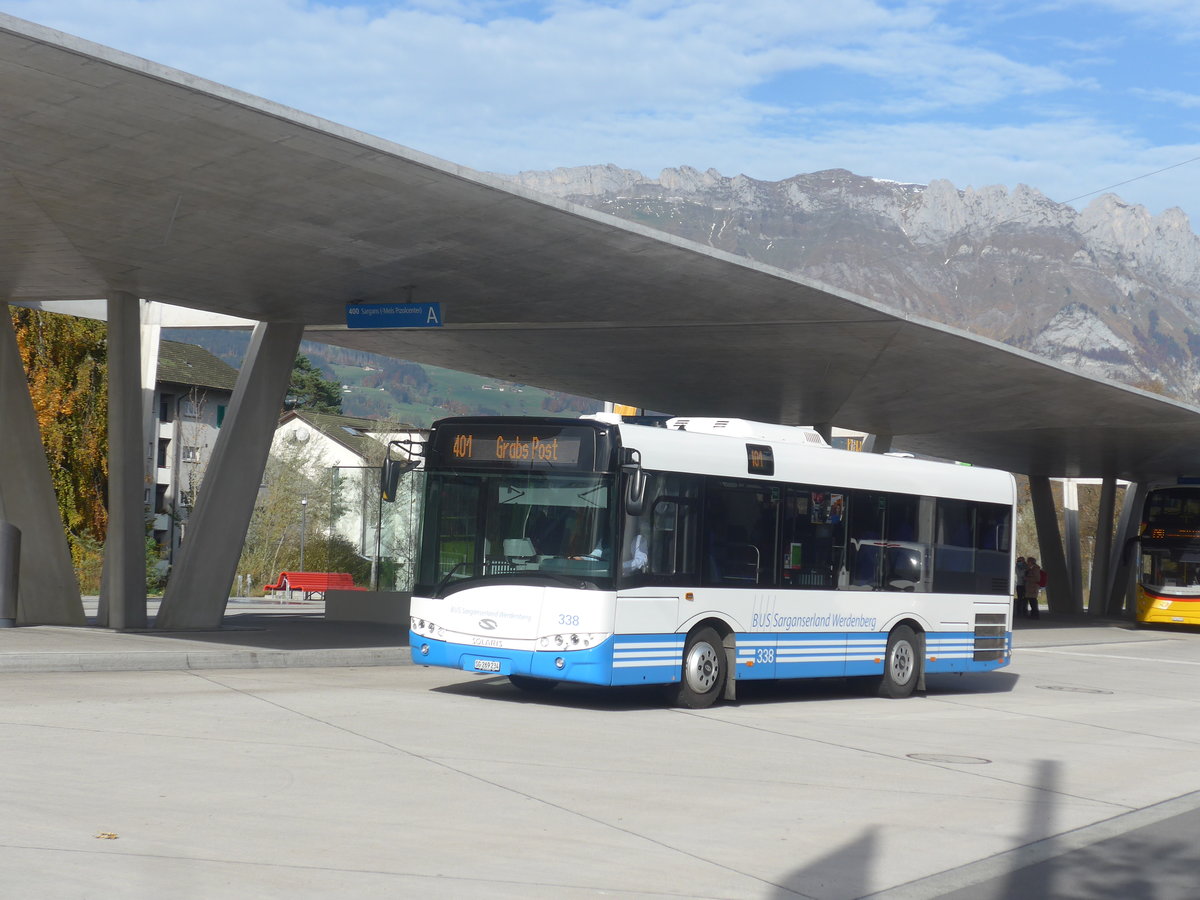 (222'381) - BSW Sargans - Nr. 338/SG 269'234 - Solaris am 22. Oktober 2020 beim Bahnhof Buchs