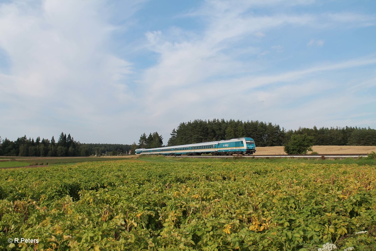 223 068 zieht kurz hinter Marktleuthen den ALX84121 Hof - München. 15.08.16