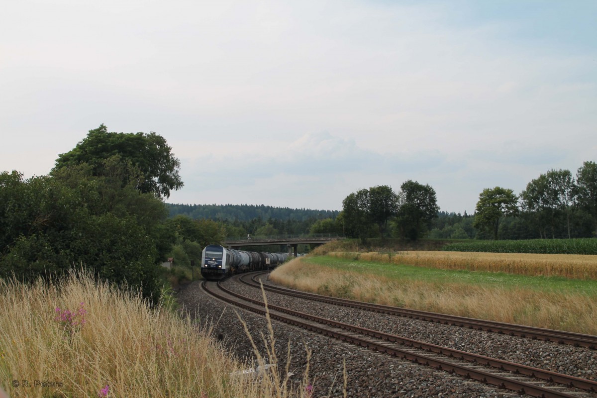 223 152 zieht den Kesselzug nach weiden durch die Kurve Oberteich. 20.07.14