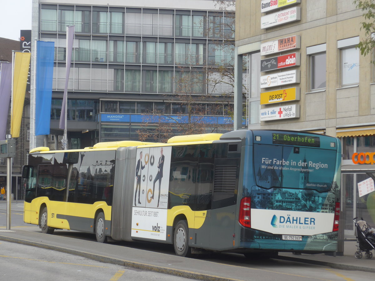 (223'059) - STI Thun - Nr. 163/BE 752'163 - Mercedes am 20. Dezember 2020 beim Bahnhof Thun