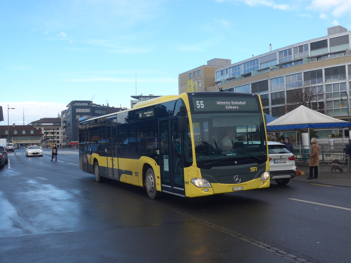 (223'177) - STI Thun - Nr. 185/BE 804'185 - Mercedes am 30. Dezember 2020 beim Bahnhof Thun