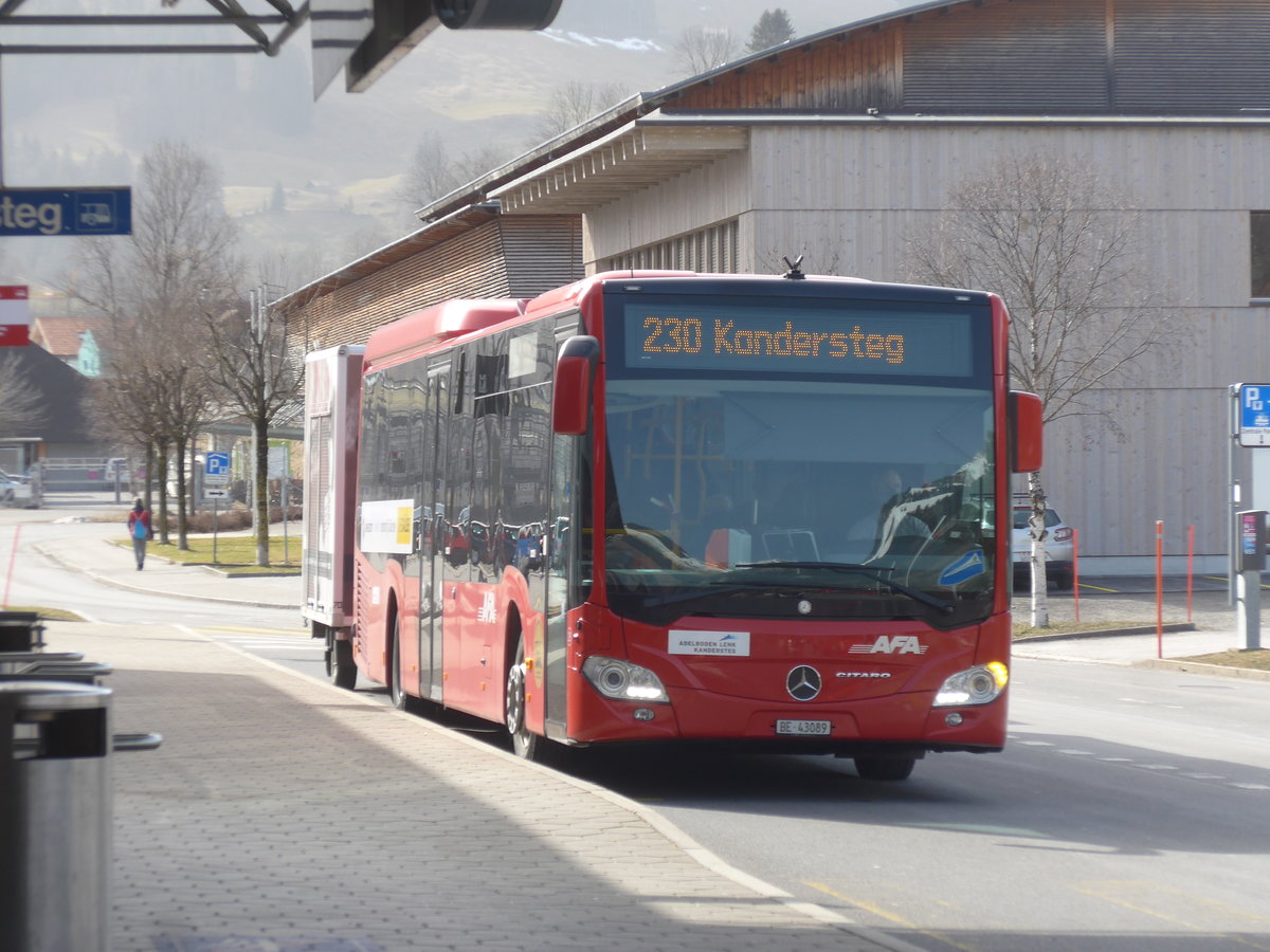 (223'722) - AFA Adelboden - Nr. 28/BE 43'089 - Mercedes am 23. Februar 2021 beim Bahnhof Frutigen