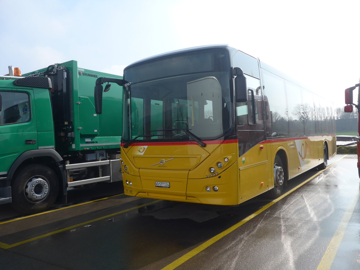 (224'009) - CarPostal Ouest - VD 577'114 - Volvo (ex Favre, Avenches) am 7. Mrz 2021 in Cornaux, Truck Center