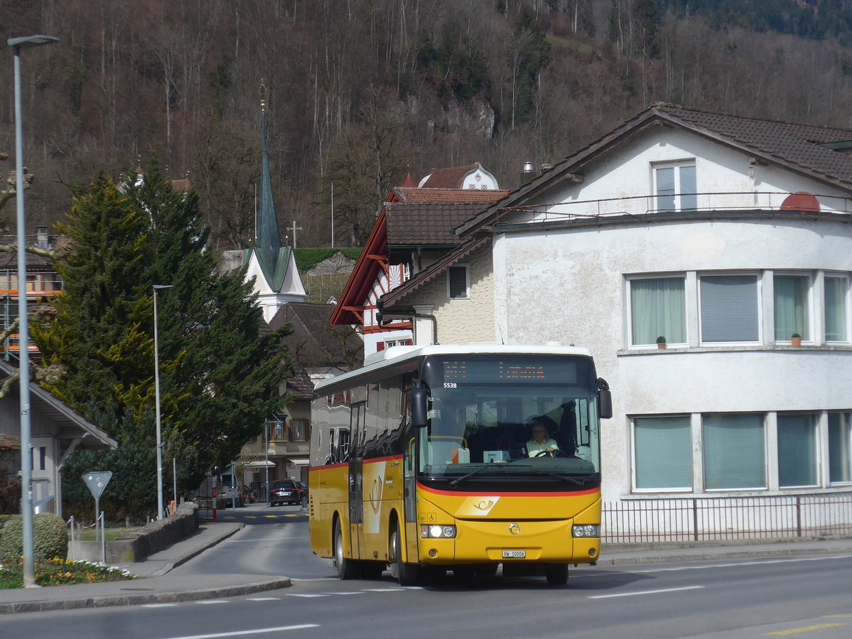 (224'057) - PostAuto Zentralschweiz - Nr. 3/OW 10'006 - Irisbus (ex Dillier, Sarnen Nr. 3) am 13. Mrz 2021 beim Bahnhof Sarnen