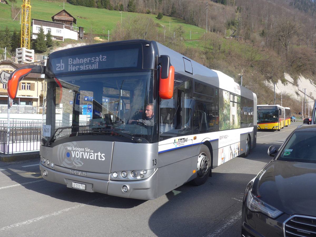 (224'794) - AAGR Rothenburg - Nr. 13/LU 233'710 - Solaris am 5. April 2021 beim Bahnhof Alpnachstad